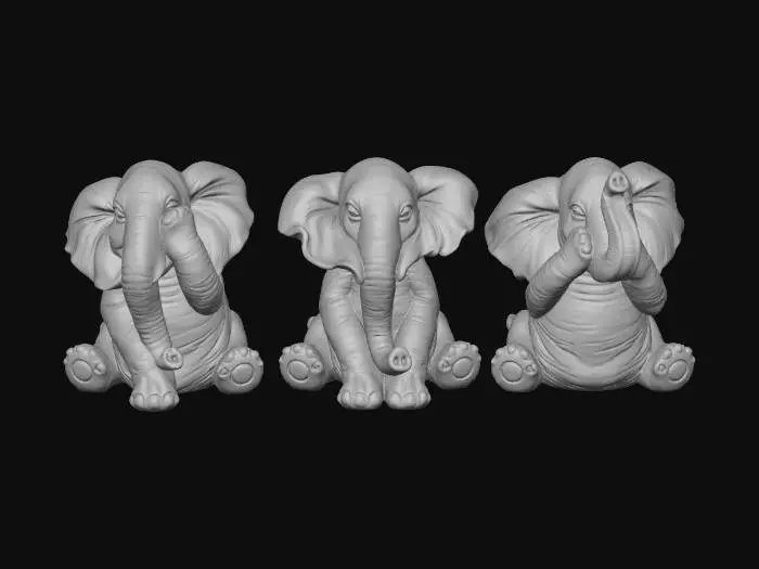 3D model for Elephant Trio Statues