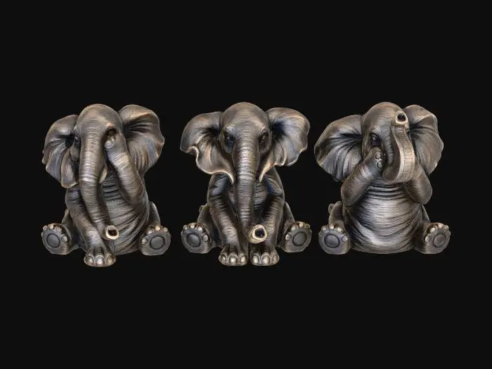 3D model for Elephant Trio Statues