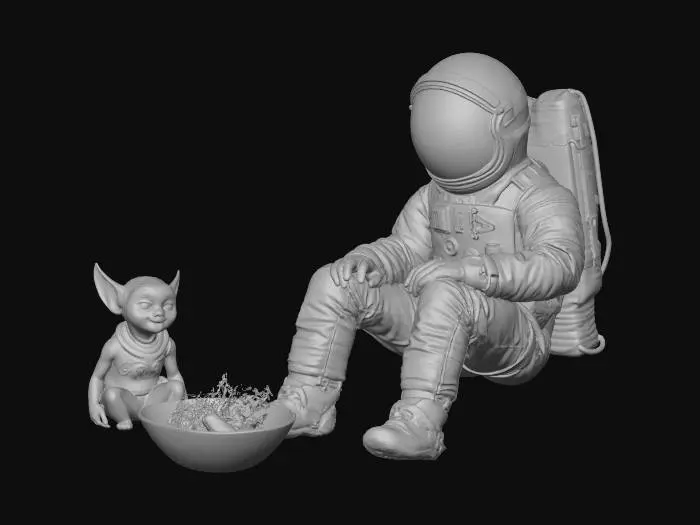 3D model for Astronaut and Alien by the campfire
