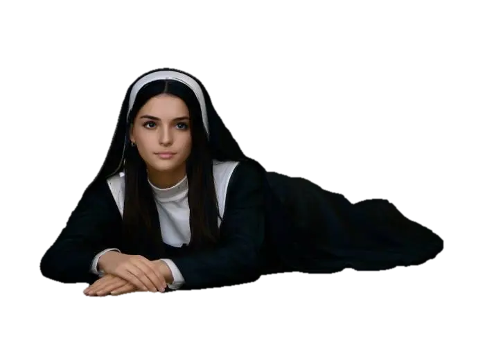 Nun lying on floor 3D model, vytvořený pomocí AI