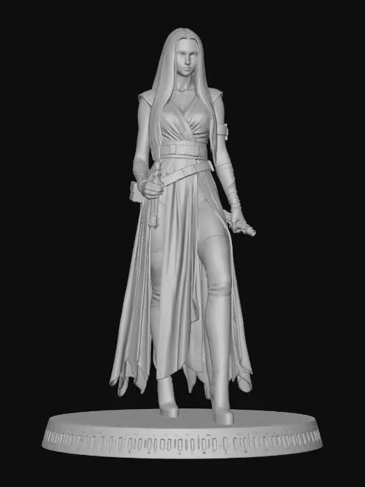 3D model for Warrior_of_Light_with sword +base