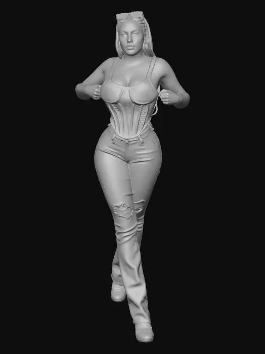 3D model for Lace Corset Top with Ripped Jeans