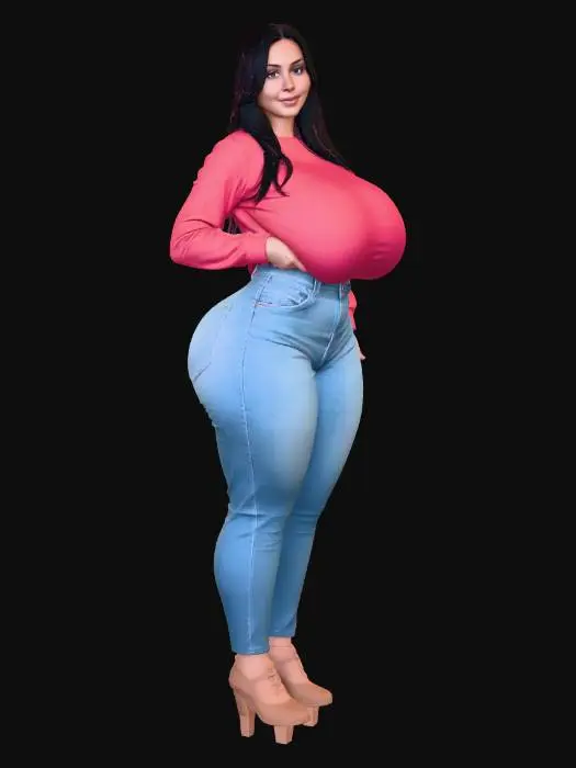 3D model for curvy woman in jeans