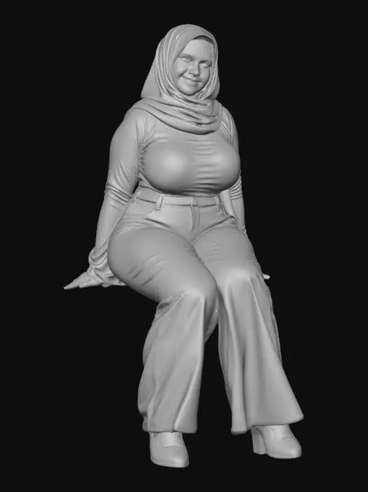 3D model for a Woman in a Brown Hijab