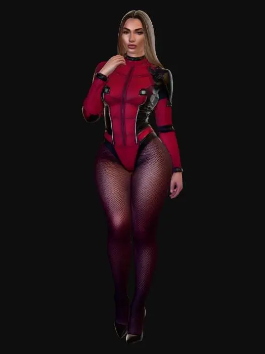 3D model for Patent leather dress in red