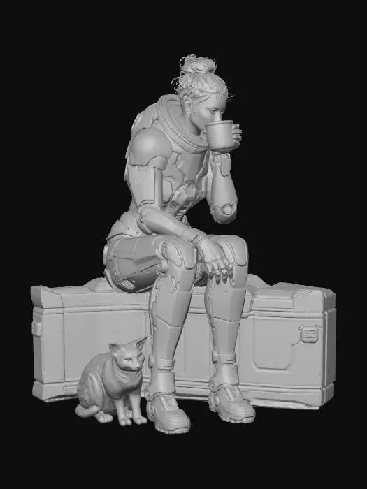 3D model for coffee break with a Space Cat