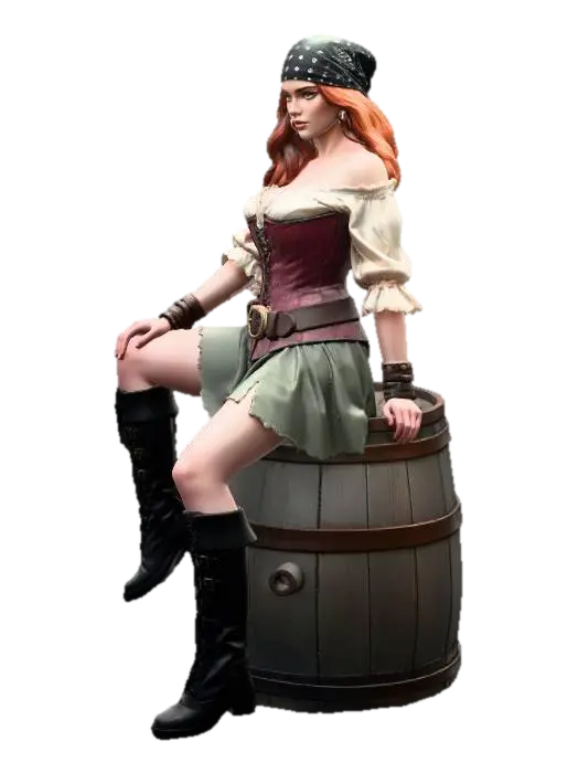 Pirat Lady 3D model, vytvořený pomocí AI