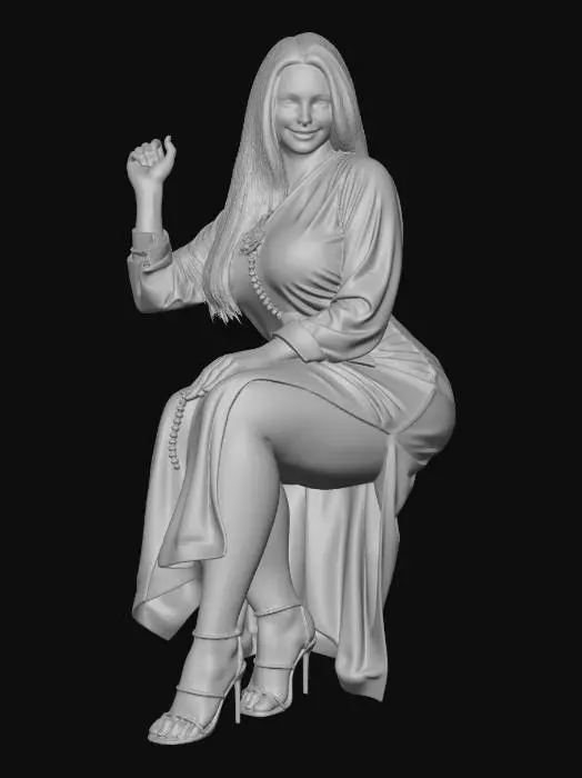 3D model for Seated in a red velvet dress