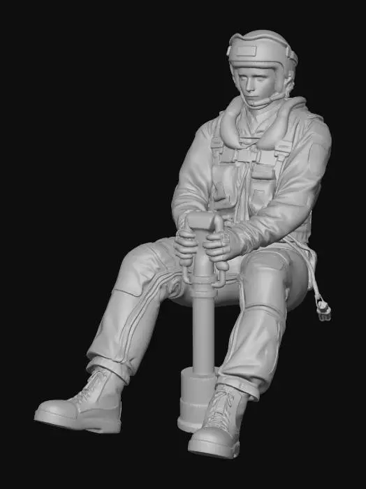 3D model for military Pilot mit Joystick