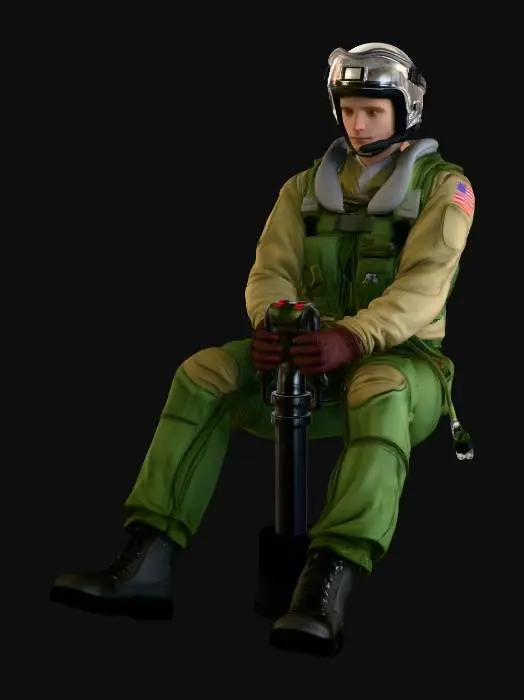 3D model for military Pilot mit Joystick