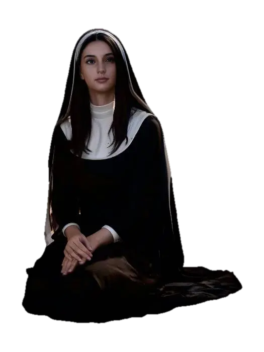 nun will prays 3D model, vytvořený pomocí AI