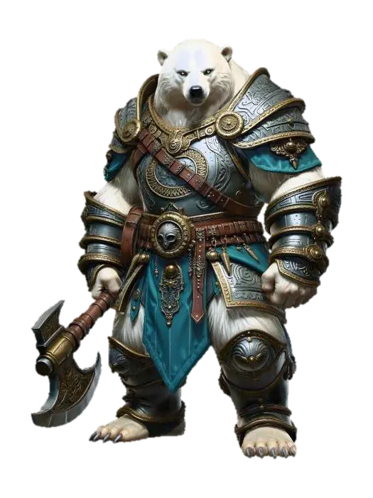 Ironclad Ursine Warrior por darklord — miniatura de DnD personalizada criada com o Meshy AI