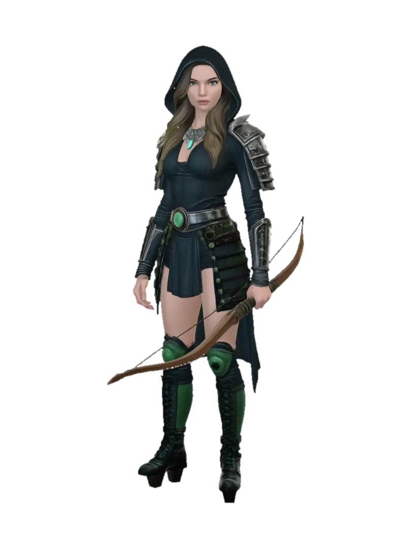 Emerald Hooded Archer - Ranged 3D model, vytvořený pomocí AI