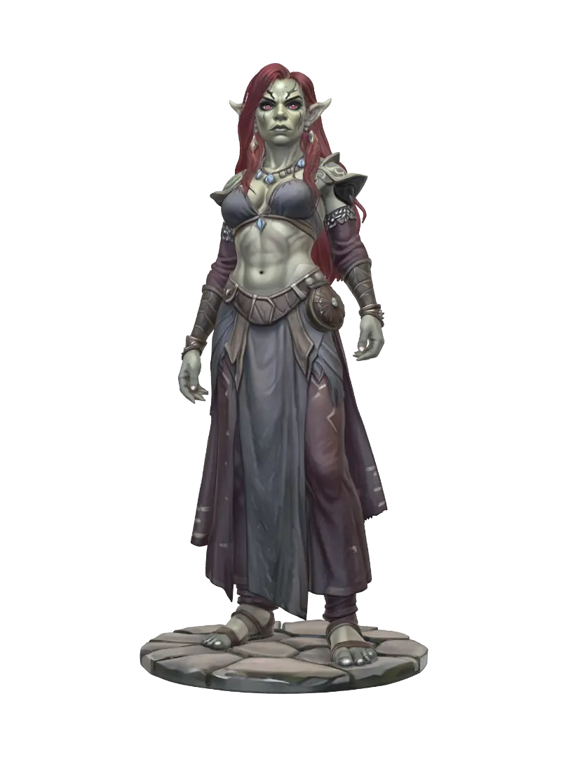 Crimson Orc Warrior - Battlepose 3D model, vytvořený pomocí AI