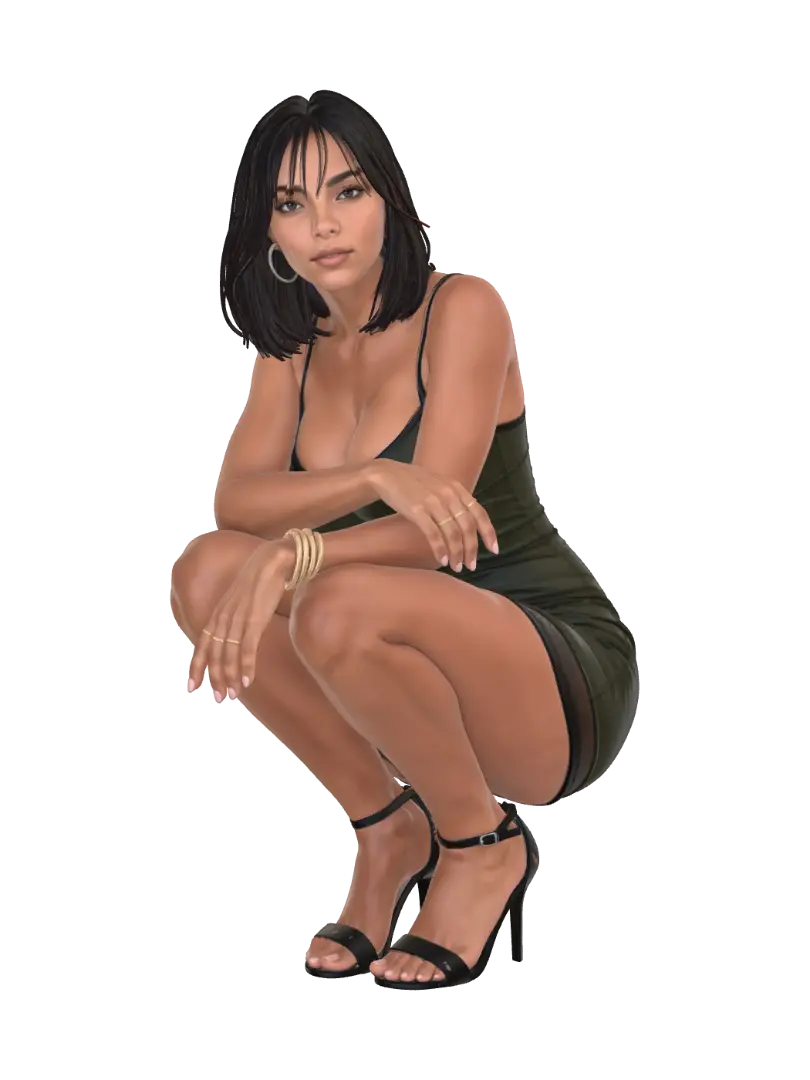 Olive Elegance Woman - 3drender 3D model, vytvořený pomocí AI