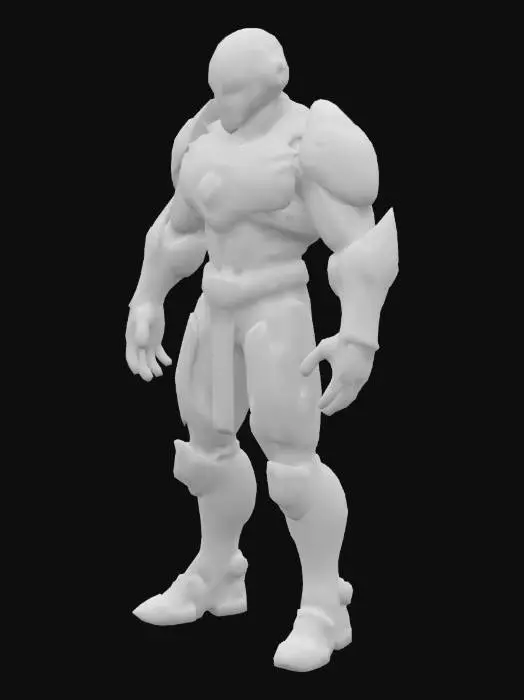 3D model for futuristic martial artist, high-tech combat suit, standing pose, hyperrealistic, sci-fi