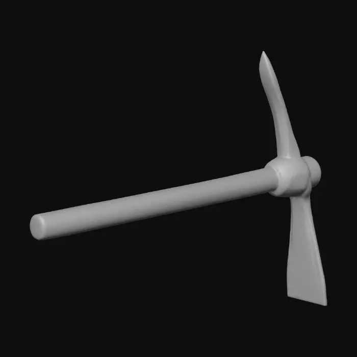 3D model for The handle is made of aged and dark wood. The metal head is rusted and discolored.