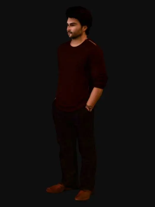 3D model for Man in Black Sweater with beared and mustach 