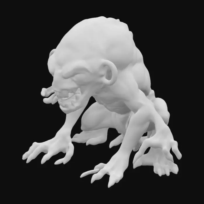 3D model for Crea un **mostro horror disgustoso** proveniente da un **pianeta alieno tossico**. Deve avere una **pelle putrefatta e viscida**, con **tentacoli carnosi** e **vermi striscianti** che fuoriescono dalle sue **budella lacerate**. Occhi multipli e asimmetrici, bocca deformata con **denti irregolari e bavosi**, e arti sproporzionati con **unghie marce e artigli scheletrici**. Il corpo deve essere **gonfio di liquidi infetti**, con **pustole esplose e ossa sporgenti**. 