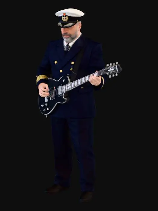 3D model for Naval Officer Plays Guitar on a Ship Deck