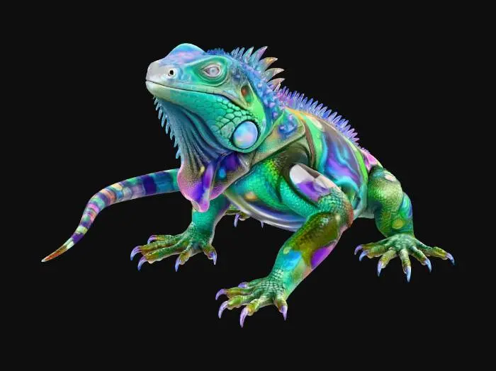 3D model for Can you make me a iguana but having the crystals and stones skin and claws