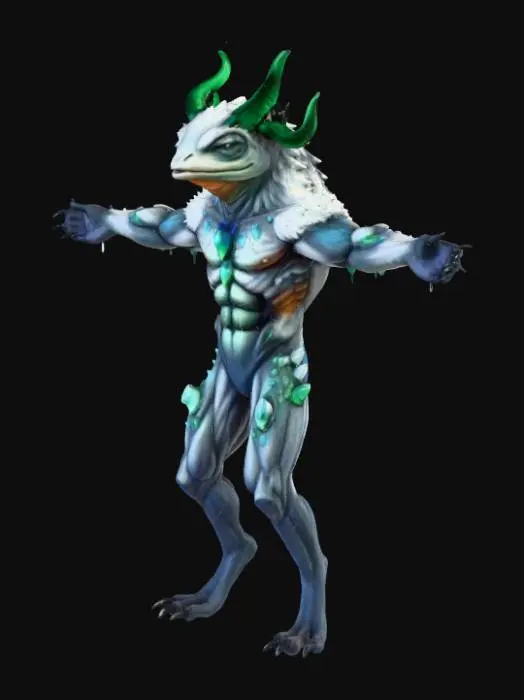 3D model for Frog yeti kitsune water stone Warrior