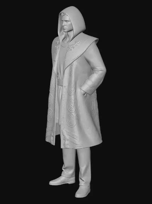 3D model for Can you merge these three together but shorten it to the length of the knees like the third picture on here I like the hoodie on the first picture I like the format of the chest on the second picture and I like the trim on the second picture and the first picture but I don't like it being that long so can you make it as short as the third picture