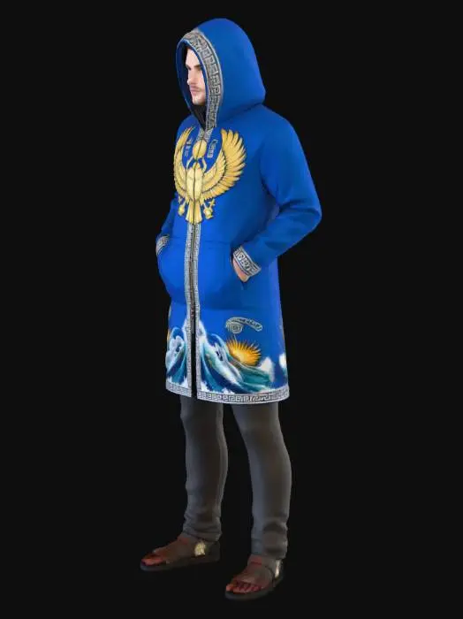 3D model for Can you merge these three together but shorten it to the length of the knees like the third picture on here I like the hoodie on the first picture I like the format of the chest on the second picture and I like the trim on the second picture and the first picture but I don't like it being that long so can you make it as short as the third picture