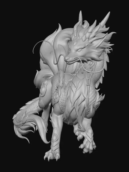 3D model for Merge a kitsuna and a Chinese dragon to one creature