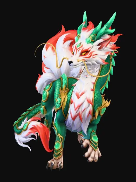 3D model for Merge a kitsuna and a Chinese dragon to one creature