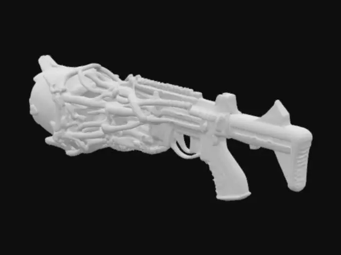 3D model for Card Title: The Infinity Gun

Subtitle: An Abomination

Type: Weapon, Ranged

Description: A gun made of a god bound by the shredded souls of nine innocents. Instantly annihilates one being or artifact anywhere on the board, so long as the user is able to describe it. Expires after use.
