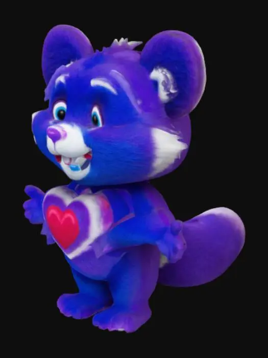 3D model for Bright Heart Raccoon is a purple male Care Bear Cousin who appeared in the original Care Bears TV series and films.