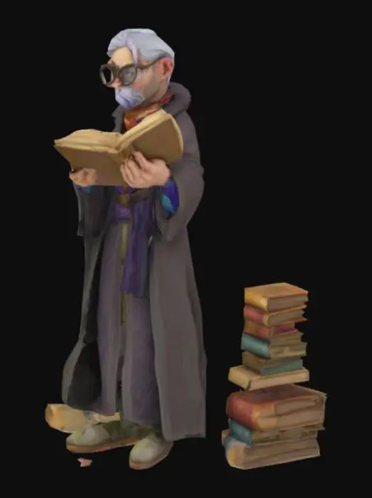 3D model for Card Title: A Librarian

Subtitle: A Wanderer

Type: Companion

Description: Summons a Librarian to act as your companion. Has innate knowledge about a vast array of creatures and realms. Might be able to read your opponent’s hands, who knows. If attacked, they’ll flee back to their Library. Typical.