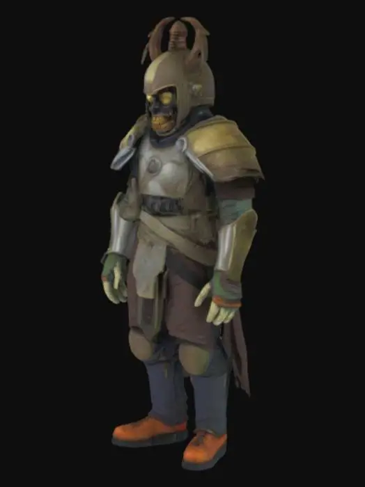 3D model for Card Title: Corrosion Man
Subtitle: The Snatcher
Type: Anomaly, Sentient, Humanoid
Description: A ghastly former soldier turned into a living nightmare. Steals children for probably horrible reasons. Lives in an attic above the Darkness Between Dimensions.