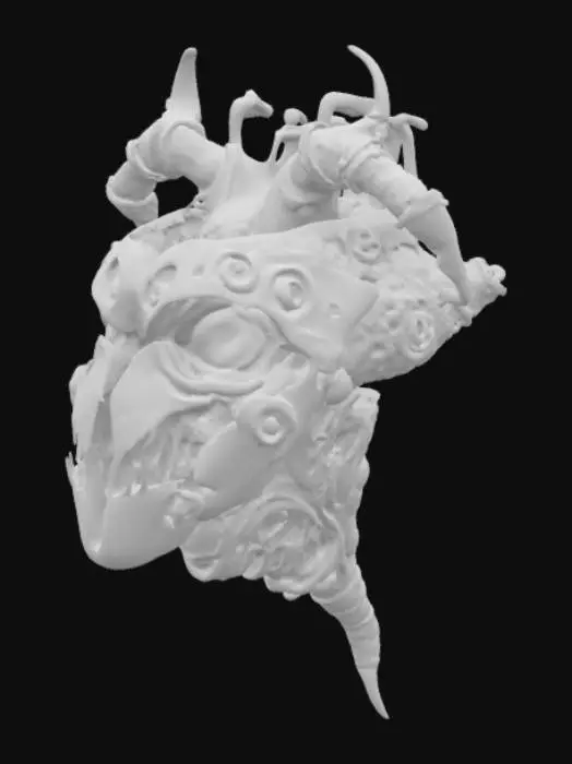 3D model for Card Title: Wretched Bovine Heart
Subtitle: Beating In The Darkness
Type: Anomaly, Sentient, Biological
Description: A demon possessed by speed incarnate. Horrifying and unrelenting. All entities nearby lose -2 to DEF against psychological threats.