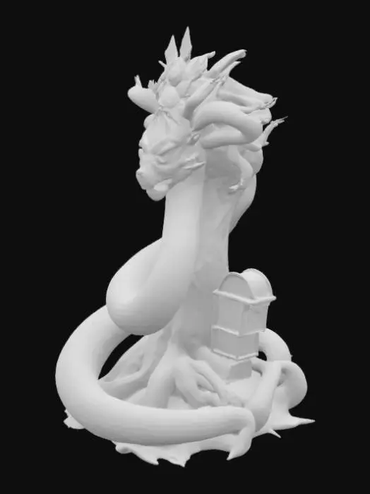 3D model for Card Title: The Serpent
Subtitle: The Source of Knowledge
Type: Anomaly, Sentient, Supreme Divine
Description: Tricked Adam El Asem into eating from the Tree of Knowledge, freeing itself from its prison. Legends say the Wanderer’s Library is built on its back. Thinks it knows everything. Probably does.