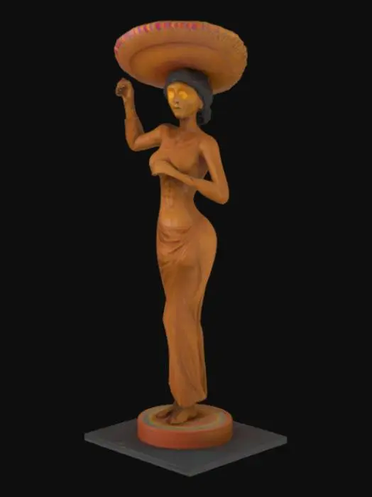 3D model for Card Title: SCP-173 In A Sombrero
Subtitle: Ay Caramba
Type: Anomaly, Construct
Description: A statue in a sombrero. Gave up a life of snapping necks to pursue its dream of dancing. Nearby entities may be overcome by the urge to dance.