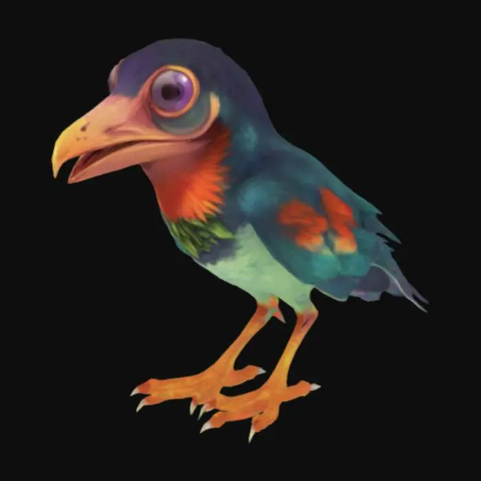 3D model for Card Title: A Very Loud Bird

Subtitle: oh god make it stop

Type: Companion

Description: Summons some sort of awful eldritch abomination stuffed into the body of a small bird to act as your companion. Despicably loud. Can stun foes and entities, and commune with fellow anomalies. Unless otherwise protected, players who spend too much time in the presence of A Very Loud Bird will slowly lose their minds.