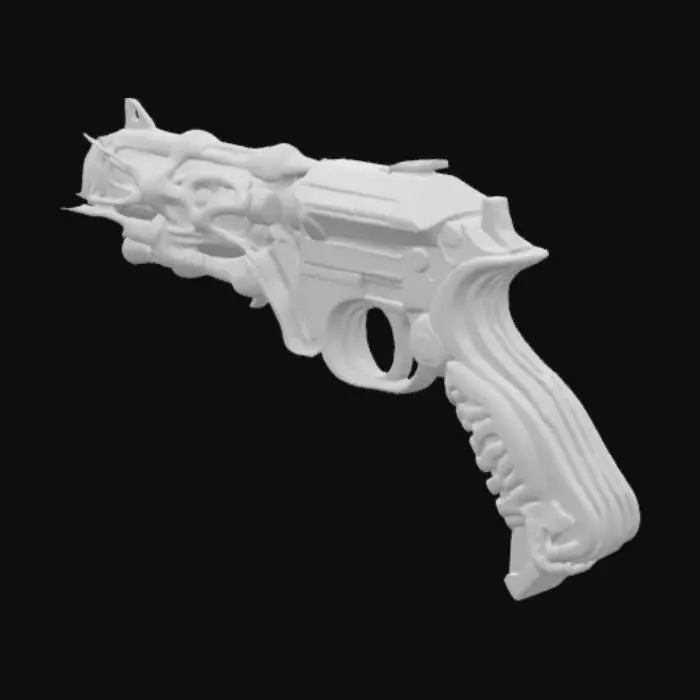 3D model for Card Title: The Infinity Gun

Subtitle: An Abomination

Type: Weapon, Ranged

Description: A gun made of a god bound by the shredded souls of nine innocents. Instantly annihilates one being or artifact anywhere on the board, so long as the user is able to describe it. Expires after use.