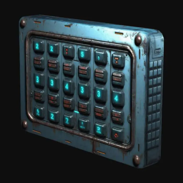 3D model for Style - Cyberpunk Dystopian future. Metal Numpad panel for opening doors (generate only numpud, no door).