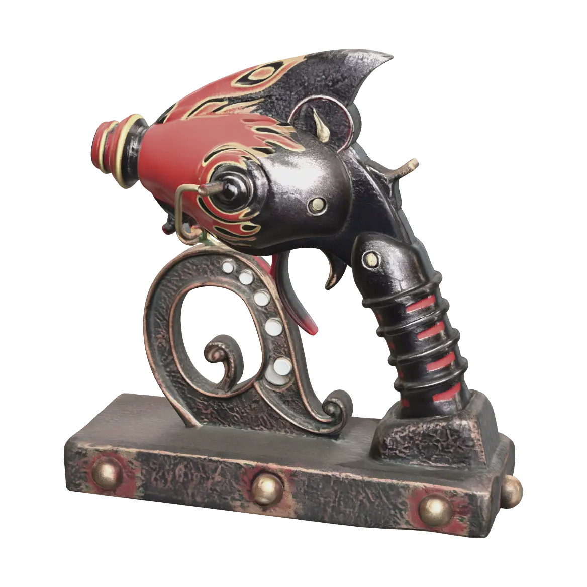 Steampunkweapon - Gauge 3D model, vytvořený pomocí AI