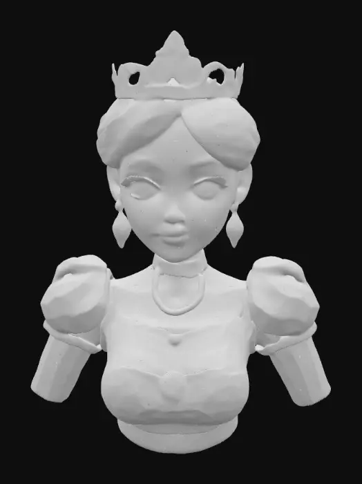 3D model for Female green humanoid bust, bimbo, plastic doll looking, silver, shrek 