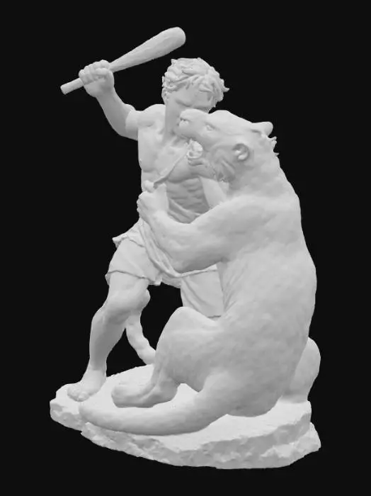 3D model for Caucasian man and snow leopard