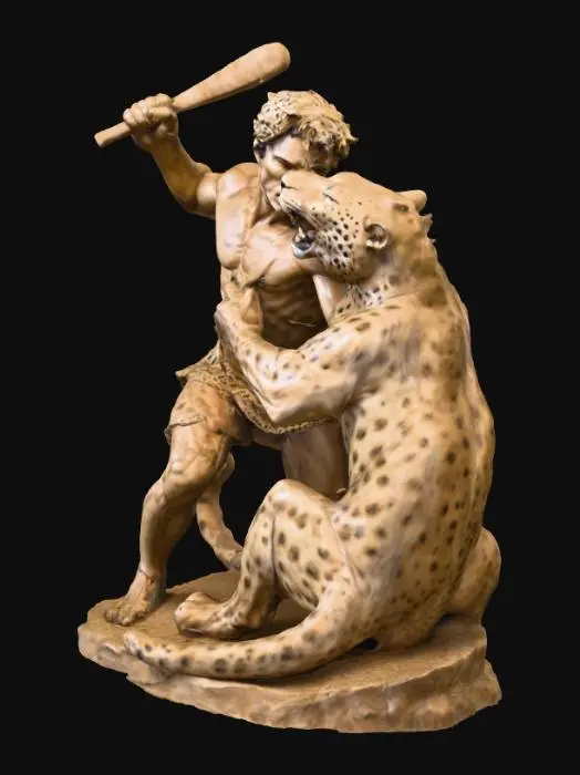 3D model for Caucasian man and snow leopard