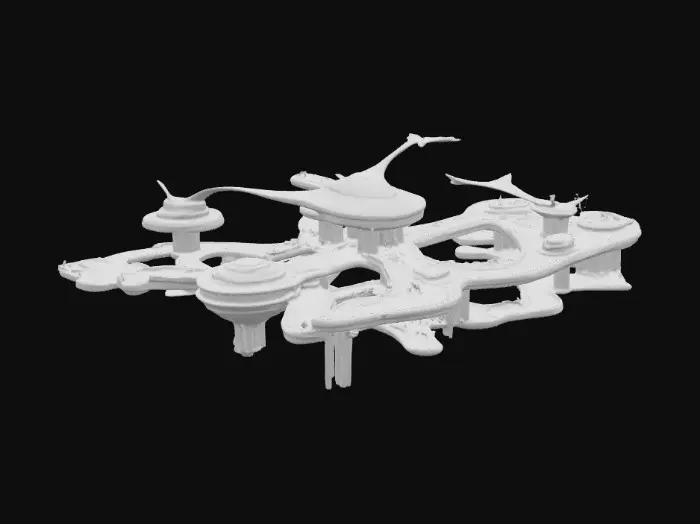 3D model for The futuristic airspace is a multi-layered 3D hub for civilian and military use. Interconnected aerial platforms handle passengers, cargo, drones, and emergencies. Maglev bridges and anti-gravity tubes connect zones, while AI traffic control ensures efficiency. Solar sails, turbines, and heat recovery power the structure. Ultra-light composites make it weather-resistant. It supports VTOL shuttles, hypersonic jets, drones, and personal air vehicles in dedicated lanes. Security features include biometrics, drone patrols, and anomaly detection. Military docks are stealth-ready; civilian areas have parks, markets, and observation decks. Carbon capture and zero-emission systems keep it eco-friendly, and modular design allows expansion.

