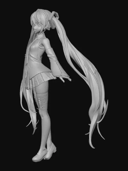 3D model for Character with Twin Tails