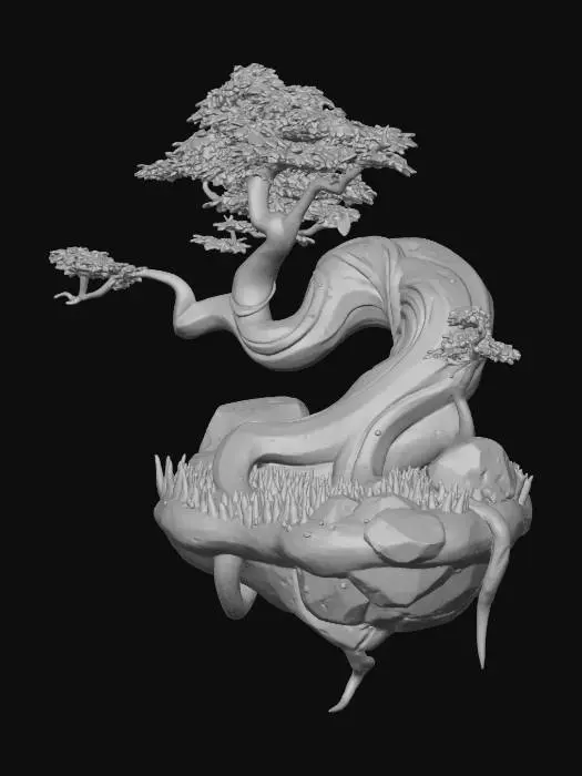 3D model for Whimsical stylized tree with hand-painted texture