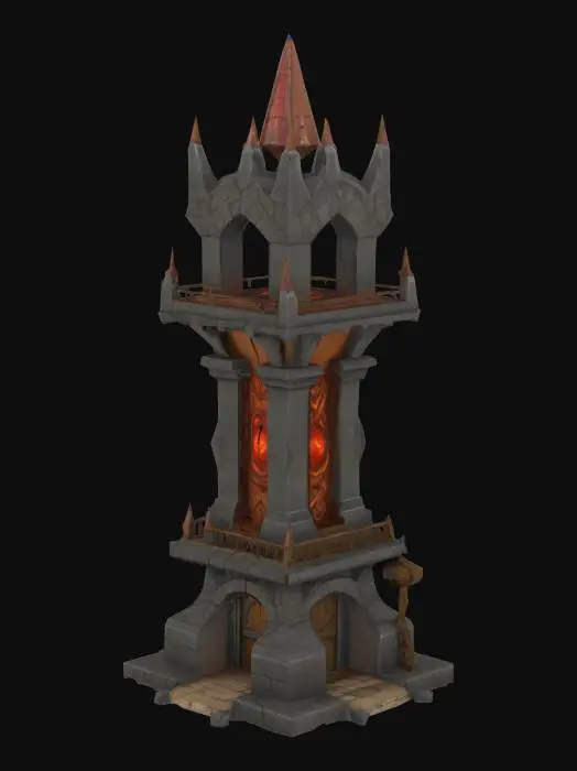 3D model for Make a dart shooting tower that can be used as a tower that makes enemies go berserk and this tower is to be used in a tower defense game
