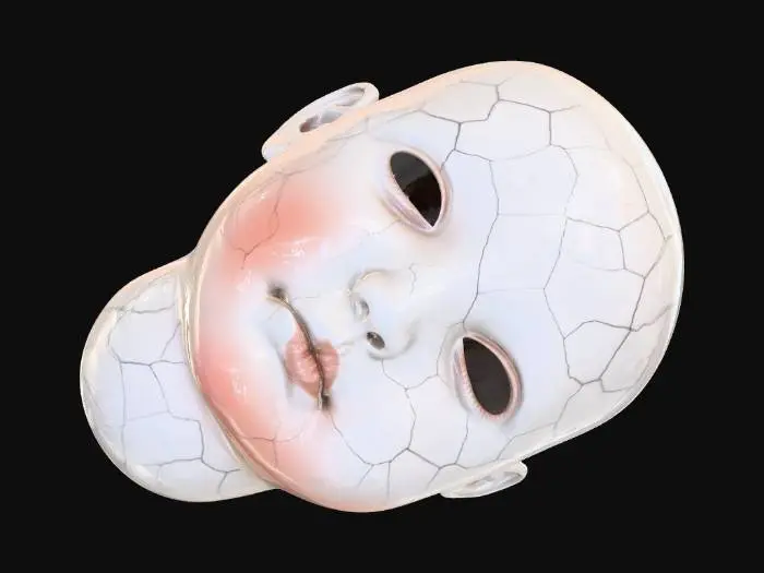 3D model for Голова фарфоровой куклы — лежит на боку, смотрит пустыми глазницами