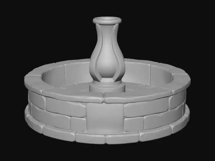 3D model for same style as a refference but cosy fountain ( only stone part, no water) 
round fountain